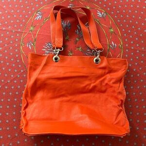 Pallie bags hand made Vibrant Orange calfskin Leather Tote